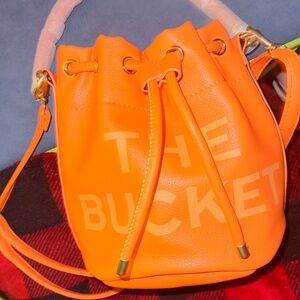 Orange bucket bag